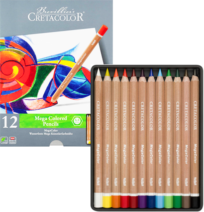 Набор цветных карандашей Cretacolor Megacolor 12 цветов в пенале купить в магазине ArtCraft.Space с доставкой по всему миру