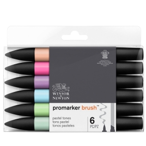 Набор художественных  маркеров "PROMARKER BRUSH" 6  цветов пастельных тонов