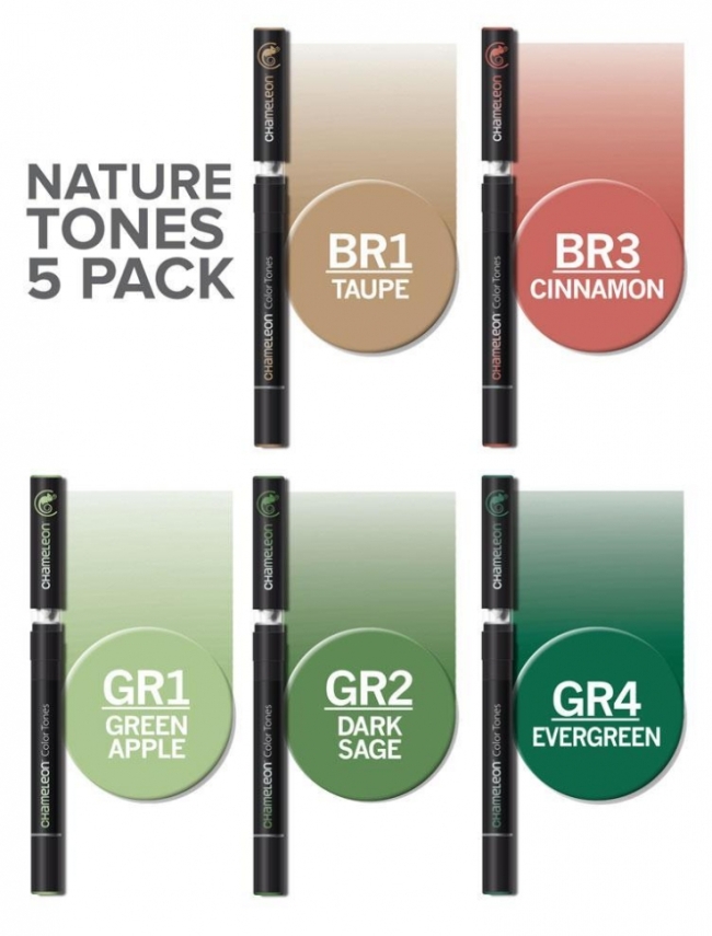 Наборы маркеров из 5 штук "Натуральные тона"