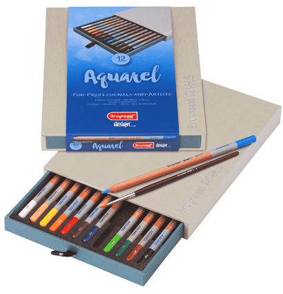 Акварельные карандаши Aquarel Design Bryunzeel 12 цветов в выдвижном кейсе купить в магазине товаров для рисования ArtCraft.Space с доставкой по РФ