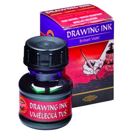 Тушь индийская Koh-I-Noor Drawing Ink бриллиантовый фиолетовый 23440, флакон 20 мл купить в магазине ArtCraft.Space