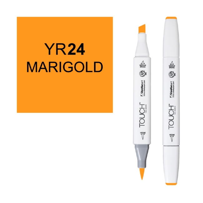 Маркер двухсторонний спиртовой  TOUCH TWIN BRUSH YR24 Желтая календула