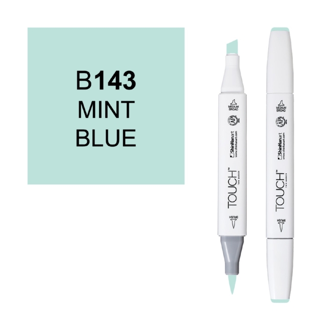 Маркер двухсторонний спиртовой  TOUCH TWIN BRUSH B143 Синий мятный