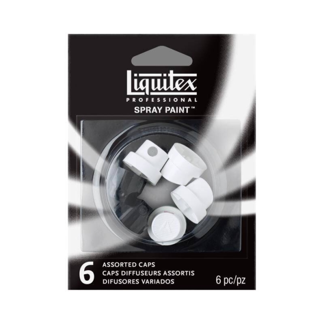 Набор насадок-кэпов Liquitex Spray Paint Caps 6 штук 3 вида в блистере купить в художественном магазине ArtCraft.Space с доставкой по всему миру
