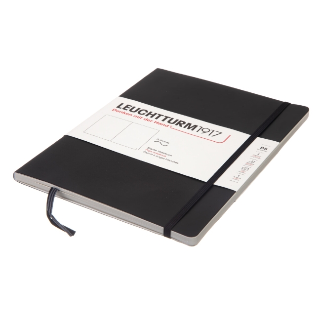 Блокнот Leuchtturm1917 Composition B5 (17.8x25.4см.) 80г/м2 - 123 стр. нелинованный, мягкая обложка, цвет: Черный