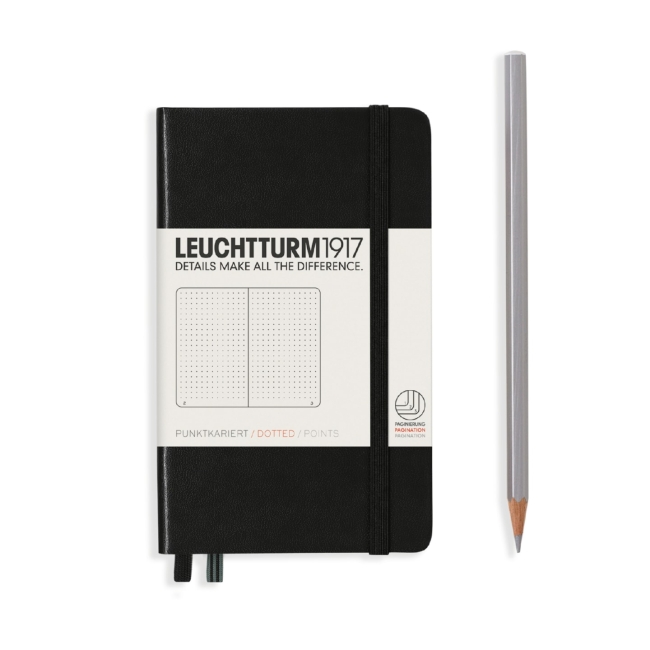 Блокнот Leuchtturm1917 Classic A6 (9x15см.) 80г/м2 - 187 стр. в точку, твердая обложка, цвет: Черный