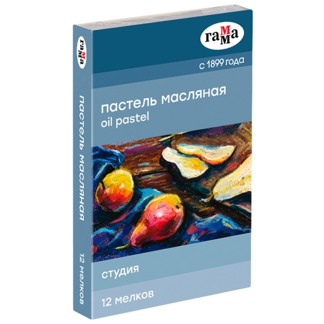 Пастель масляная Гамма "Студия", 12 цветов, картон. упак.
