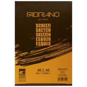 Альбом для зарисовок Schizzi 90г/м.кв 14,8x21см мелкозернистая 60л склейка по 1 стороне