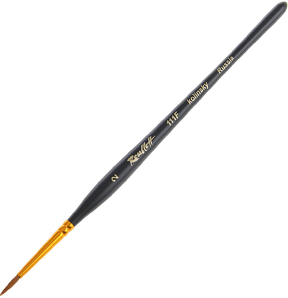Кисть Roubloff колонок №2 круглая для акварели, гуаши и масла с фигурной чёрной ручкой купить в магазине ArtCraft.Space с доставкой по всему миру