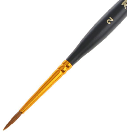 Кисть Roubloff колонок №2 круглая для акварели, гуаши и масла с фигурной чёрной ручкой купить в магазине ArtCraft.Space с доставкой по всему миру