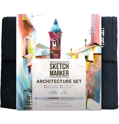 Набор маркеров Скетчмаркер / Sketchmarker "Architecture - Архитектура" 36 цветов в сумке купить в магазине маркеров для рисования ArtCraft.Space с доставкой по РФ и СНГ