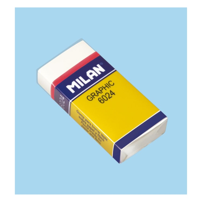 Ластик MILAN 6024 прямоугольный 50*23*9 мм из пластика GRAPHIC для стирания графита, повышенной мягкости