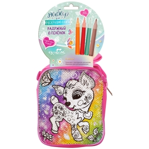 Набор для раскрашивания сумочка из пайеток Origami "Радужный олененок"