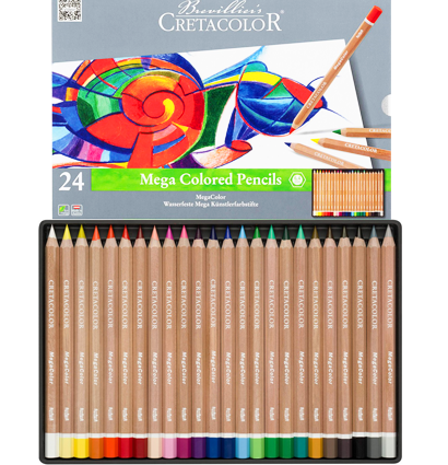 Набор цветных карандашей Cretacolor Megacolor 24 цвета в пенале купить в магазине ArtCraft.Space с доставкой по всему миру