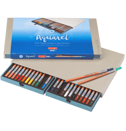 Акварельные карандаши Aquarel Design Bryunzeel 24 цвета в выдвижном кейсе купить в магазине товаров для рисования ArtCraft.Space с доставкой по РФ
