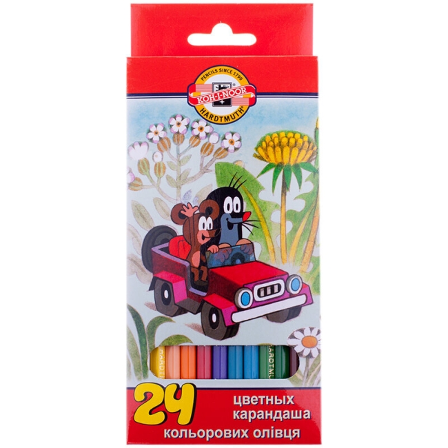 Карандаши цветные Koh-I-Noor "Крот", 24цв., заточен., картон, европодвес