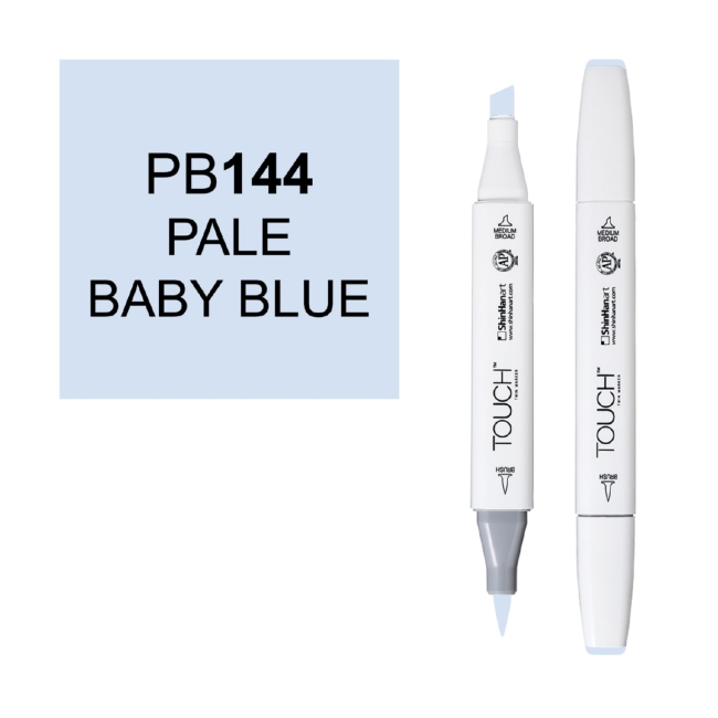 Маркер двухсторонний спиртовой  TOUCH TWIN BRUSH PB144 Синий нежный бледный