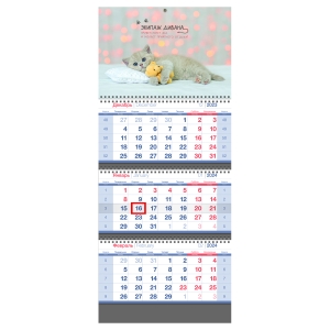 Календарь квартальный 3 бл. на 3 гр. OfficeSpace Standard "Сute kitten", с бегунком, 2024г.