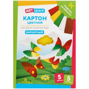 Картон бархатный А5, ArtSpace, 5л., 5цв., в папке Картон бархатный А5, ArtSpace, 5л., 5цв., в папке