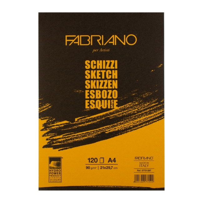 Альбом для зарисовок Schizzi 90г/м.кв 21x29,7см мелкозернистая 120л склейка по 1 стороне