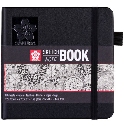 Скетчбук Sakura Sketch / Note черный с гладкой бумагой для рисования 12 х 12 см / 80 листов / 140 гм купить в художественном магазине ArtCraft.Space с доставкой по РФ и СНГ