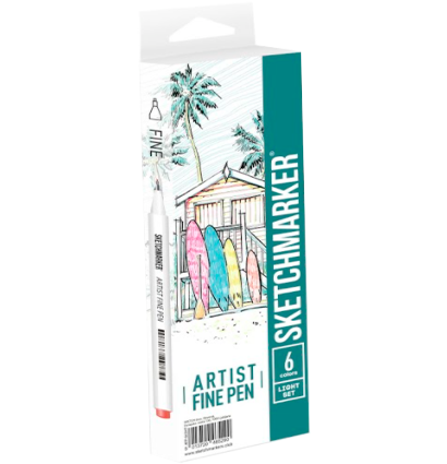 Набор 6 линеров капиллярных Sketchmarker Artist Pen "Светлые цвета"  купить в магазине маркеров ArtCraft.Space с доставкой по всему миру