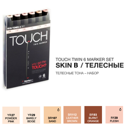 Touch Twin 6 Skin B набор маркеров для скетчинга (телесные) купить в магазине маркеров ArtCraft.Space с доставкой по всему миру