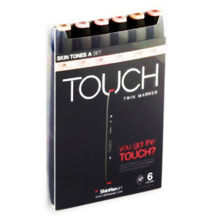 Заказать маркеры для скетчинга и рисования тач оригинальные Touch Twin в магазине ArtCraft.Space телесные тона 6 штук