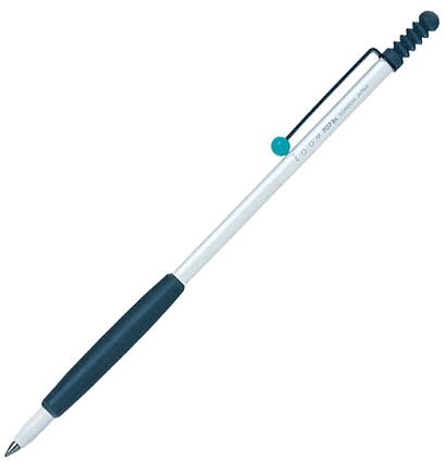 Ручка шариковая автоматическая Tombow ZOOM 707 черная (корпус бело-серый, бирюзовый, линия 0.7мм) подарочная упаковка