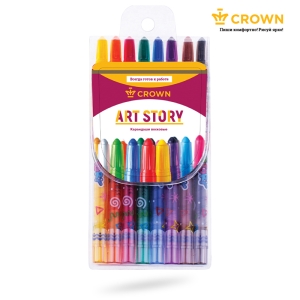 Карандаши восковые Crown "ArtStory", 08цв., выкручивающийся стержень, ПВХ, европодвес Карандаши восковые Crown "ArtStory", 08цв., выкручивающийся стержень, ПВХ, европодвес