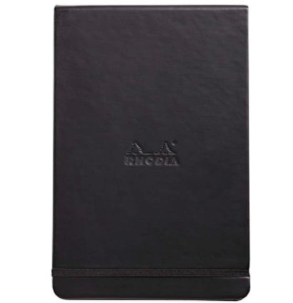Блокнот Rhodia Webnotebook, А5, черный, твердая обложка, нелинованный, 96л, кремовый, микроперф., 90,