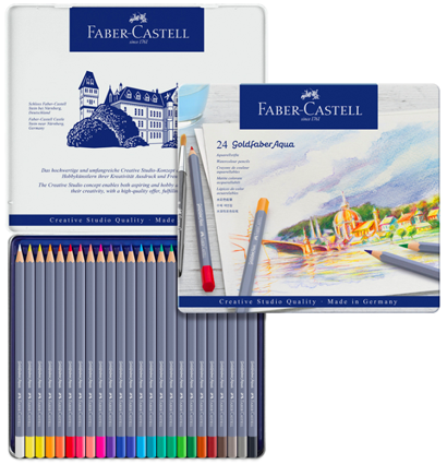 Карандаши акварельные Goldfaber Aqua Faber-Castell 24 цвета в фирменном пенале купить в художественном магазине ArtCraft.Space с доставкой по РФ и СНГ