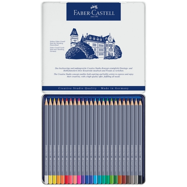 Карандаши акварельные художественные Faber-Castell "Goldfaber Aqua", 24цв, метал. коробка Карандаши акварельные художественные Faber-Castell "Goldfaber Aqua", 24цв, метал. коробка