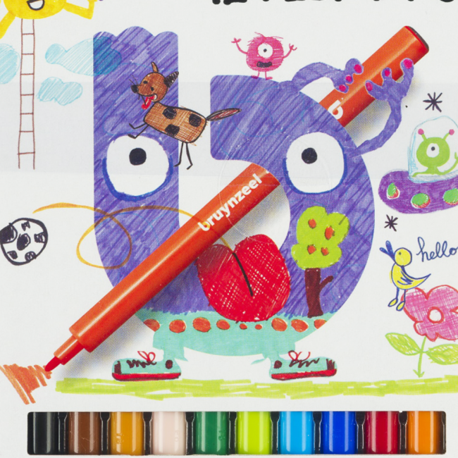 Набор фломастеров Bruynzeel Kids набор 12 штук классический наконченик купить в художественном магазине ArtCraft.Space с доставкой по всему миру