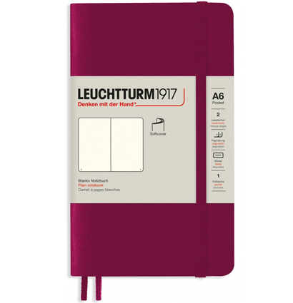Блокнот Leuchtturm1917 Classic A6 (9x15см.) 80г/м2 - 123 стр. нелинованный, мягкая обложка, цвет: Красный Портвейн