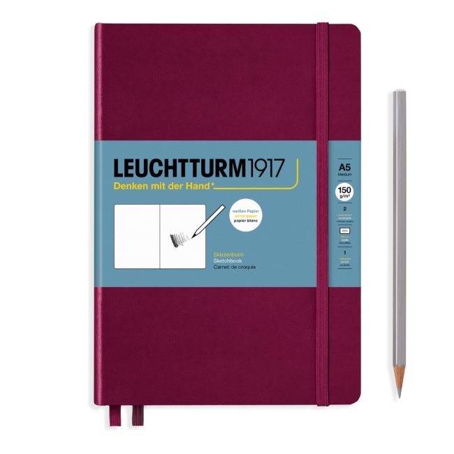 Скетчбук Leuchtturm1917 A5 (14.5x21см.) 150г/м2 - 112 стр., без линовки, твердая обложка, цвет: Красный Портвейн