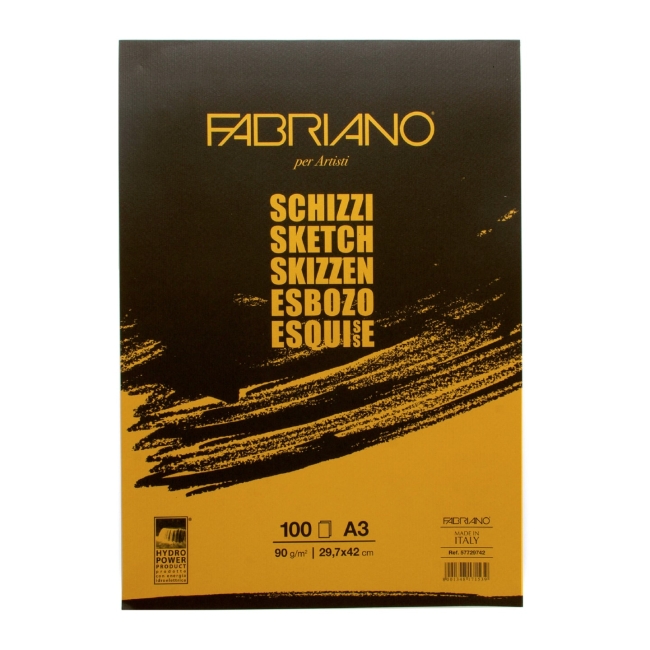 Альбом для зарисовок Schizzi 90г/м.кв 29,7x42см мелкозернистая 100л склейка по 1 стороне