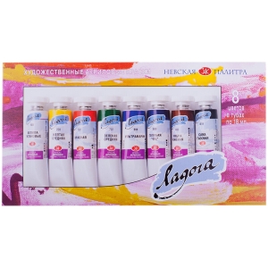 Краски акриловые Ладога, 08 цветов, 18мл/туба, картон