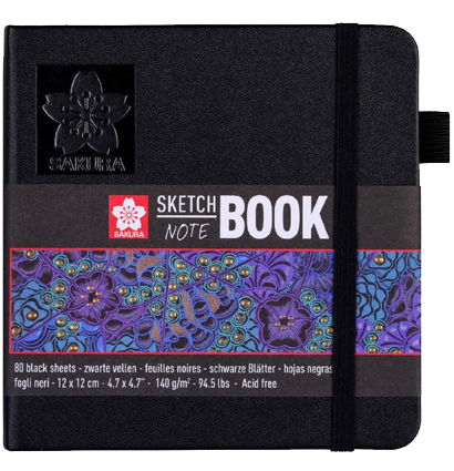 Скетчбук Sakura Sketch / Note с черной бумагой 12 х 12 см / 80 листов / 140 гм купить в художественном магазине ArtCraft.Space с доставкой по всему миру