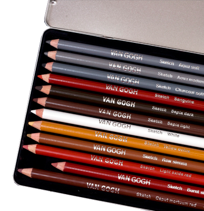 Van Gogh Royal Talens Sketch 12 набор цветных карандашей в фирменном кейсе монохром купить в художественном магазине ArtCraft.Space с доставкой по РФ и СНГ