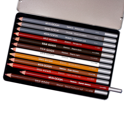 Van Gogh Royal Talens Sketch 12 набор цветных карандашей в фирменном кейсе монохром купить в художественном магазине ArtCraft.Space с доставкой по РФ и СНГ
