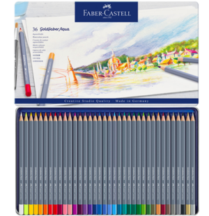 Карандаши акварельные художественные Faber-Castell "Goldfaber Aqua", 36цв, метал. коробка