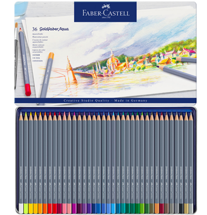 Карандаши акварельные Goldfaber Aqua Faber-Castell 36 цветов в фирменном пенале купить в художественном магазине ArtCraft.Space с доставкой по РФ и СНГ