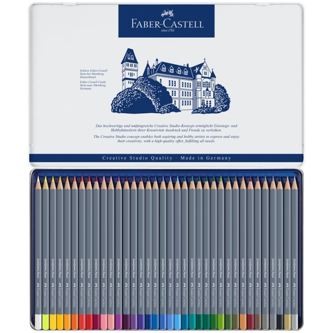 Карандаши акварельные художественные Faber-Castell "Goldfaber Aqua", 36цв, метал. коробка Карандаши акварельные художественные Faber-Castell "Goldfaber Aqua", 36цв, метал. коробка
