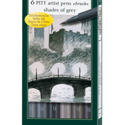 Набор брашпенов "Оттенки серого" Faber-Castell Pitt Artist Pen Brush 6 цветов купить в магазине маркеров ArtCraft.Space с доставкой по РФ и СНГ Набор брашпенов "Оттенки серого" Faber-Castell Pitt Artist Pen Brush 6 цветов купить в магазине маркеров ArtCraft.Space с доставкой по РФ и СНГ