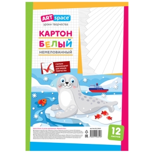 Картон белый А4, ArtSpace, 12л., немелованный, в пакете, "Морской котик" Картон белый А4, ArtSpace, 12л., немелованный, в пакете, "Морской котик"