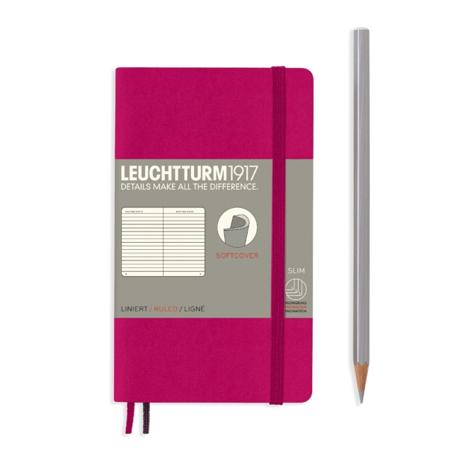 Блокнот Leuchtturm1917 Classic A6 (9x15см.) 80г/м2 - 123 стр. в линейку, мягкая обложка, цвет: Ягодный