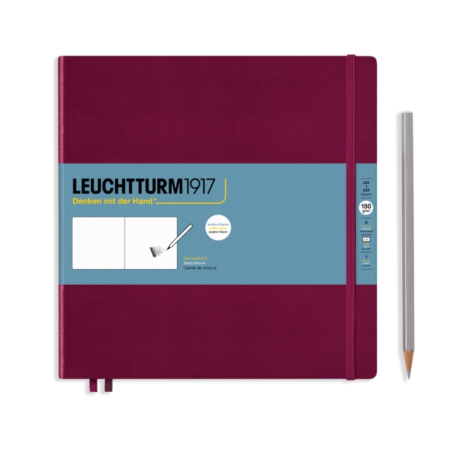 Скетчбук Leuchtturm1917 22.5х22.5см. 150г/м2 - 112 стр., без линовки, твердая обложка, цвет: Красный Портвейн