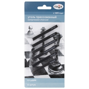 Уголь прессованный Гамма "Студия", ассорти, квадратный, 6шт., блистер, европодвес Уголь прессованный Гамма "Студия", ассорти, квадратный, 6шт., блистер, европодвес