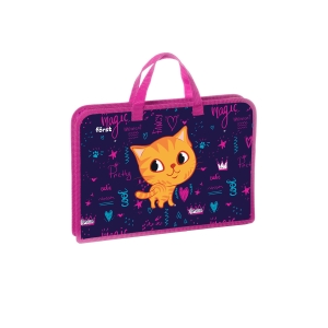 Папка с ручками 1 отделение, А4 Forst "Funny cat", 340*245*40мм, пластик, на молнии